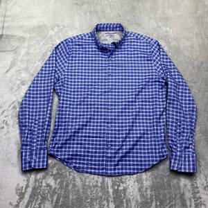 Twillory Untuckable‎ Mens Blue Gingham Performance Button Down Shirt M-L 7947